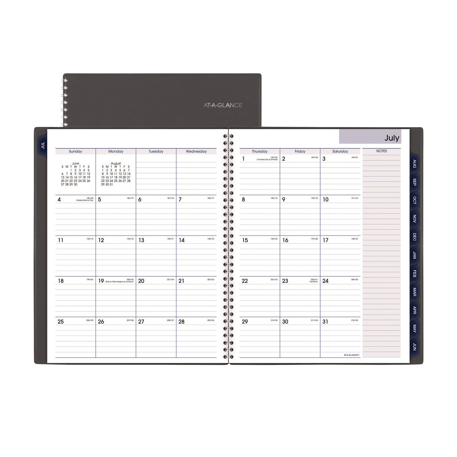 DayMinder Academic Weekly/Monthly Desktop Planner, 11 x 8.5, Charcoal Cover, 12-Month (July to June): 2025 to 2026
