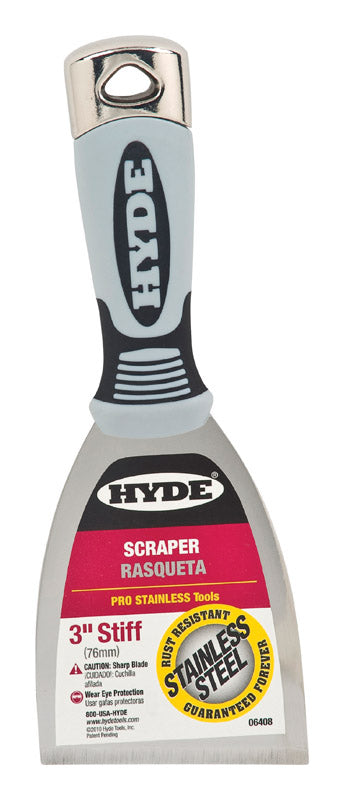 HYDE - Hyde Pro Stainless 3 in. W Stainless Steel Stiff Scraper