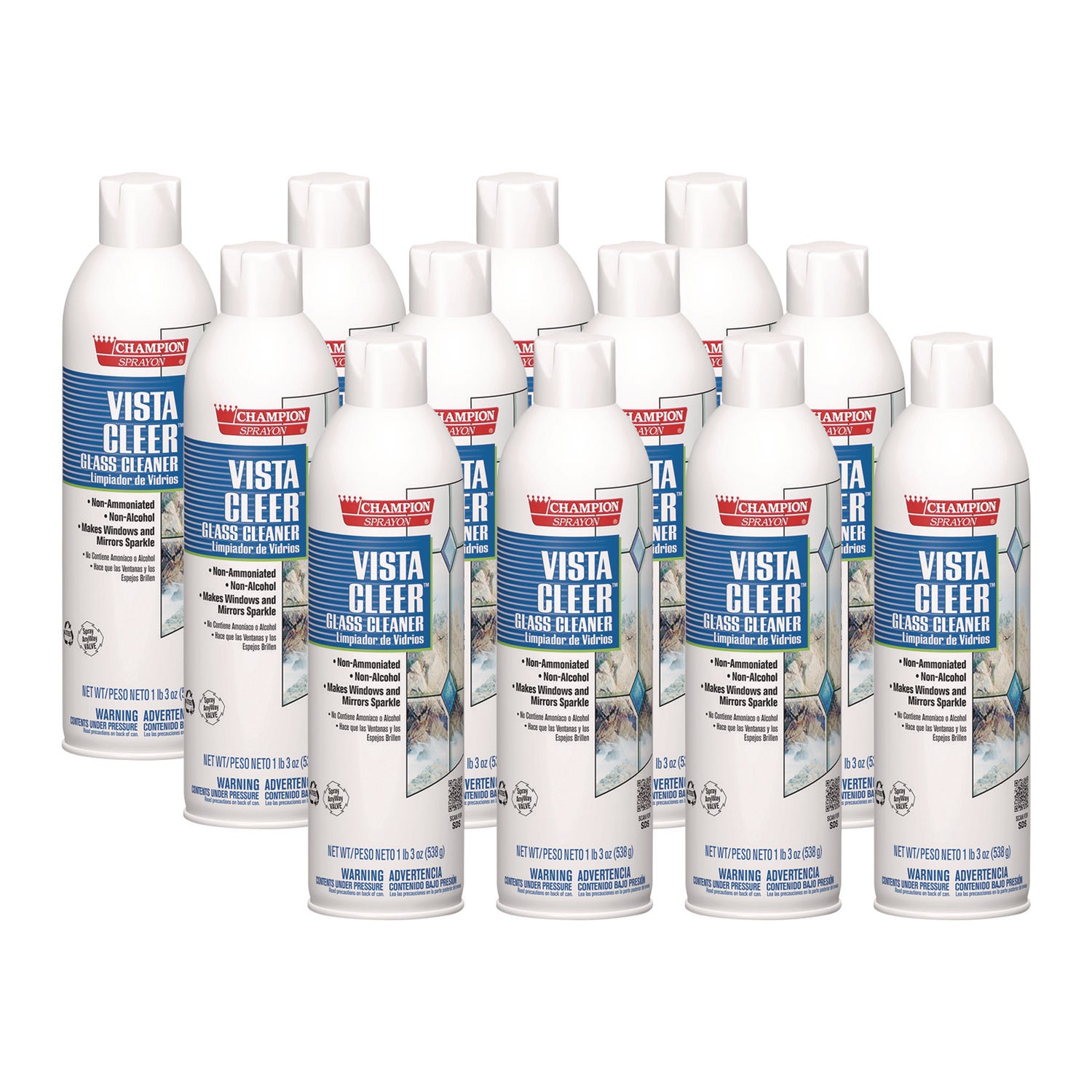 Vista Cleer Ammonia-Free, Clean Scent, 20 Oz Aerosol Spray, 12/carton