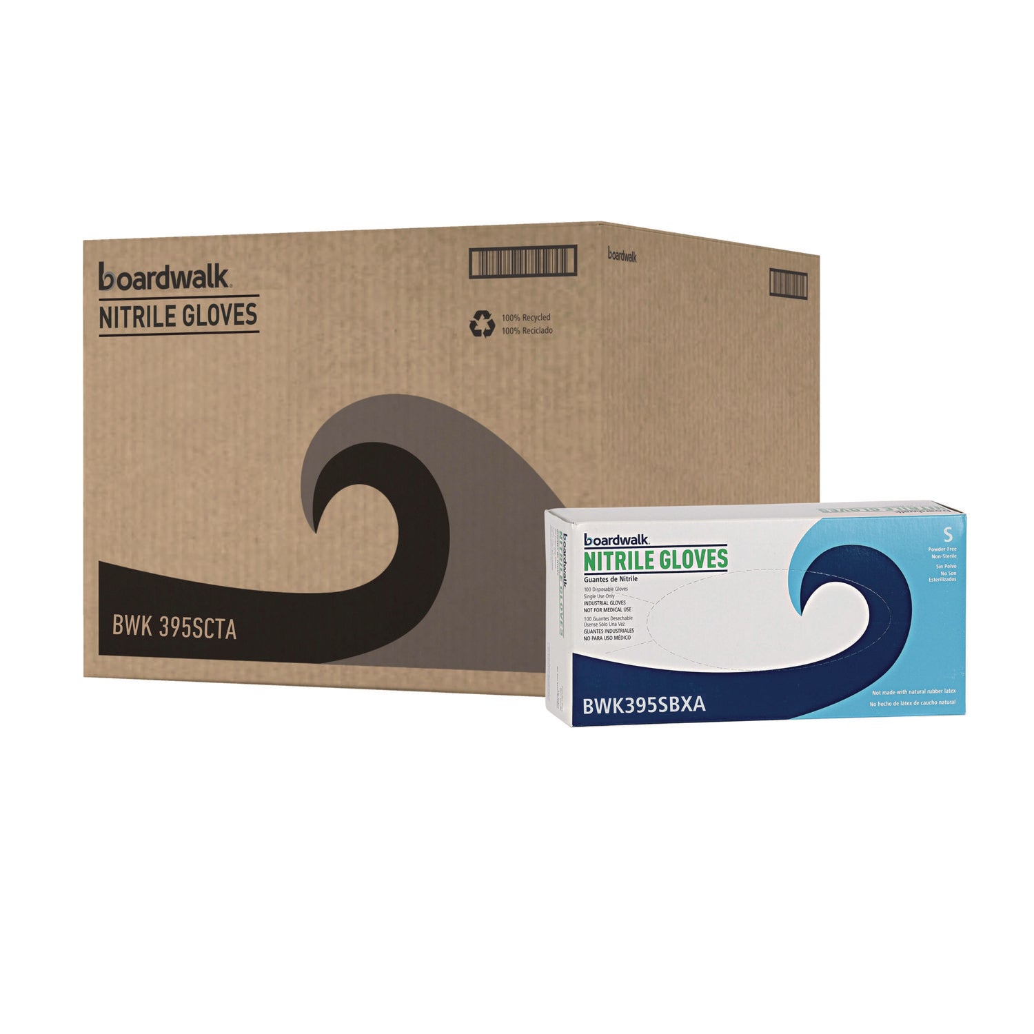 395 Series Disposable General-Purpose Nitrile Gloves, Powder-Free, Small, 5 mil Thick, 9.5" Long, Blue, 100/Box, 10 Boxes/CT