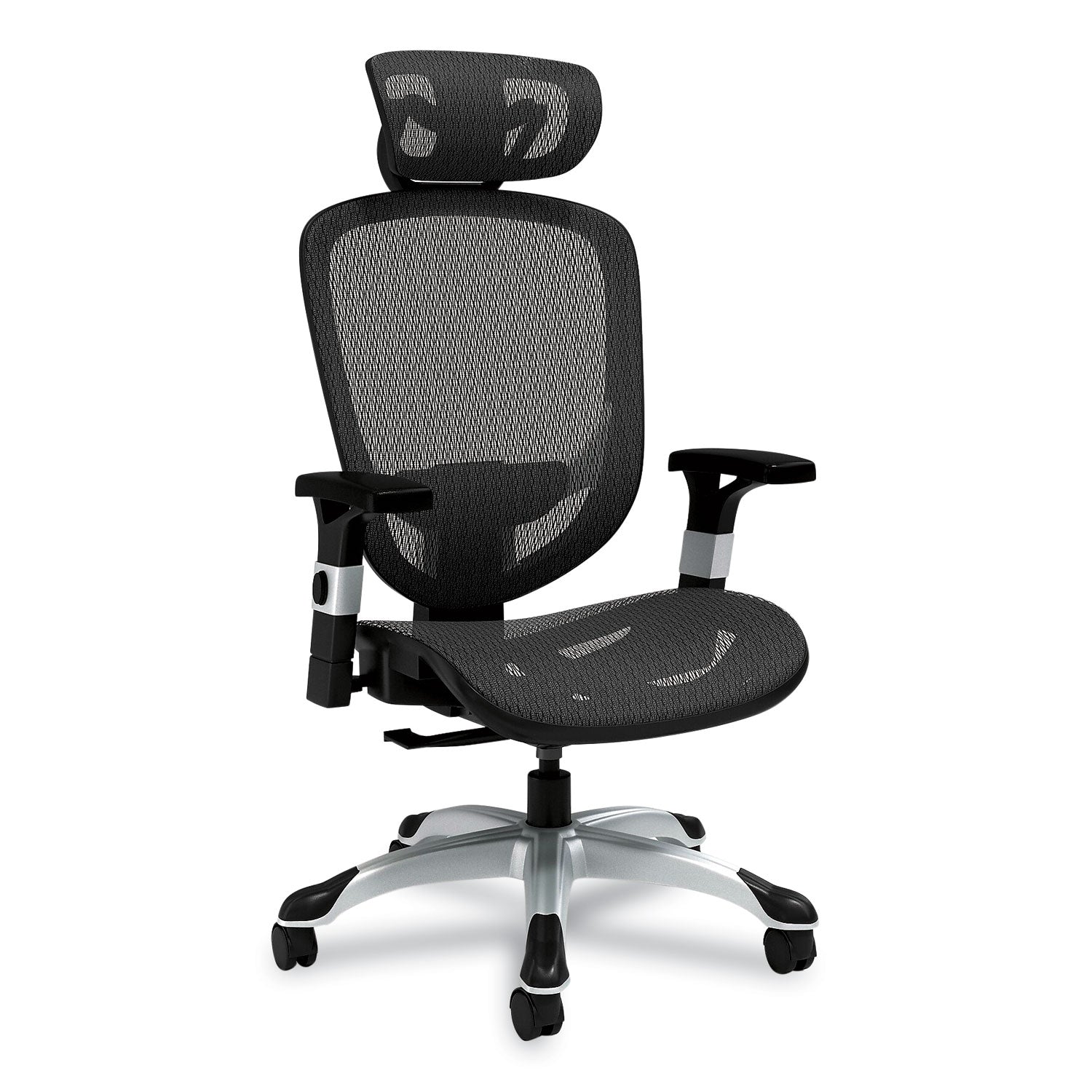 Alera Minerva Ergonomic Mesh Swivel Task Chair, Support Up to 275lb, 17.24 to 20.98 Seat Height, Black Seat/Back, Silver Base