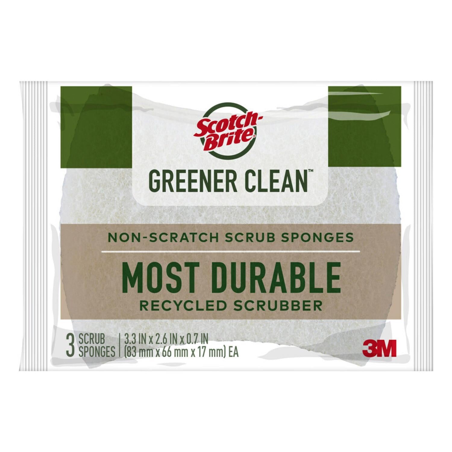 Scotch-Brite Greener Clean Non-Scratch Scrubber Sponge For Multi-Purpose 4.5 in. L 3 pk - Case of 8