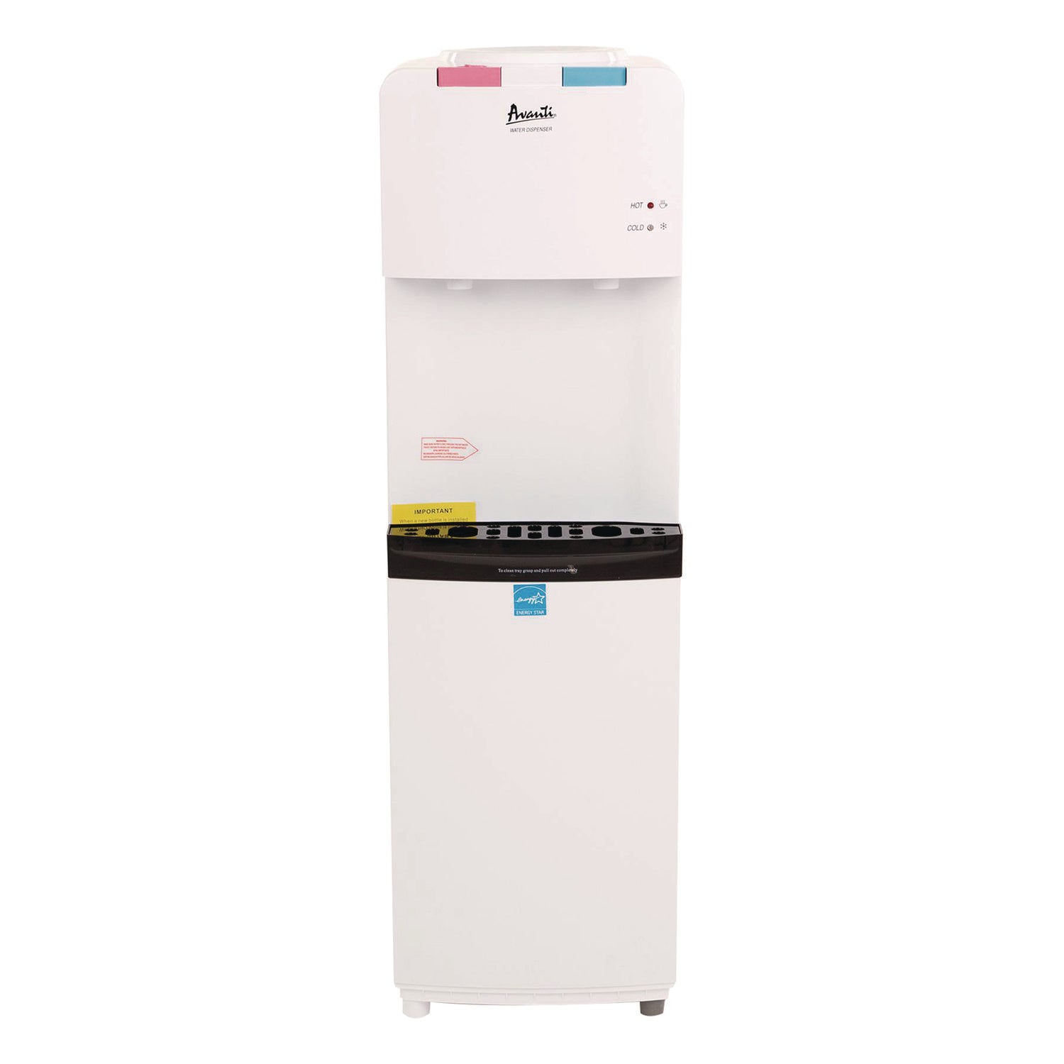 Hot and Cold Water Stand Up Dispenser, 3 gal to 5 gal, 11 x 12 x 36, White