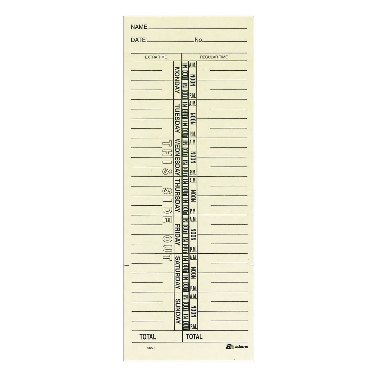 Time Cards for Acroprint, Amano and Lathem Time Clocks, One Side, Weekly, 3.38 x 9, 200/Pack