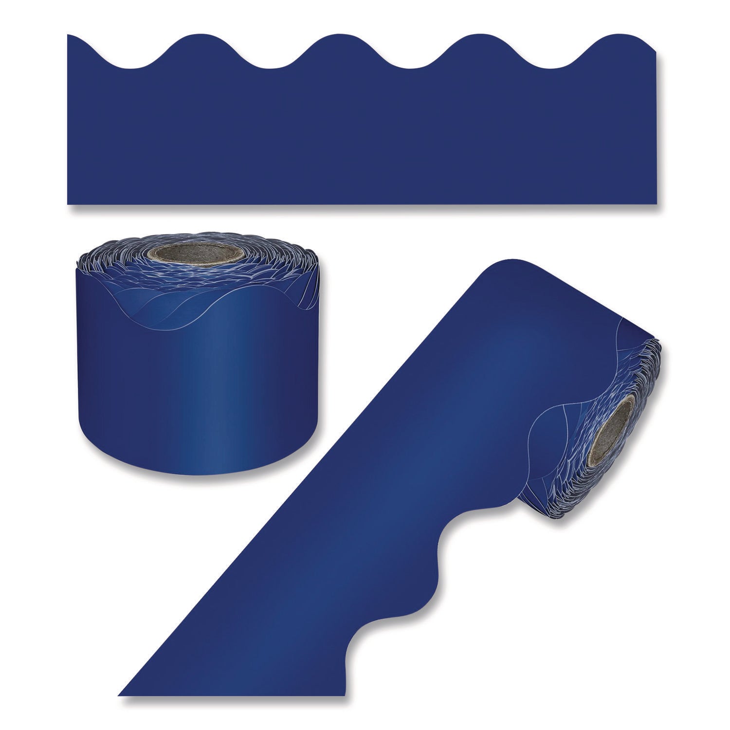 Rolled Scalloped Border, 2.25" x 65 ft, Navy