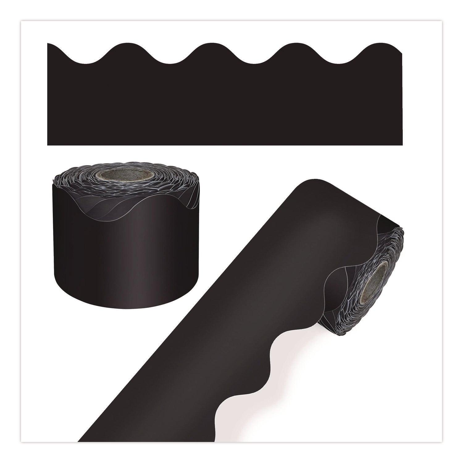 Rolled Scalloped Border, 2.25" x 65 ft, Black