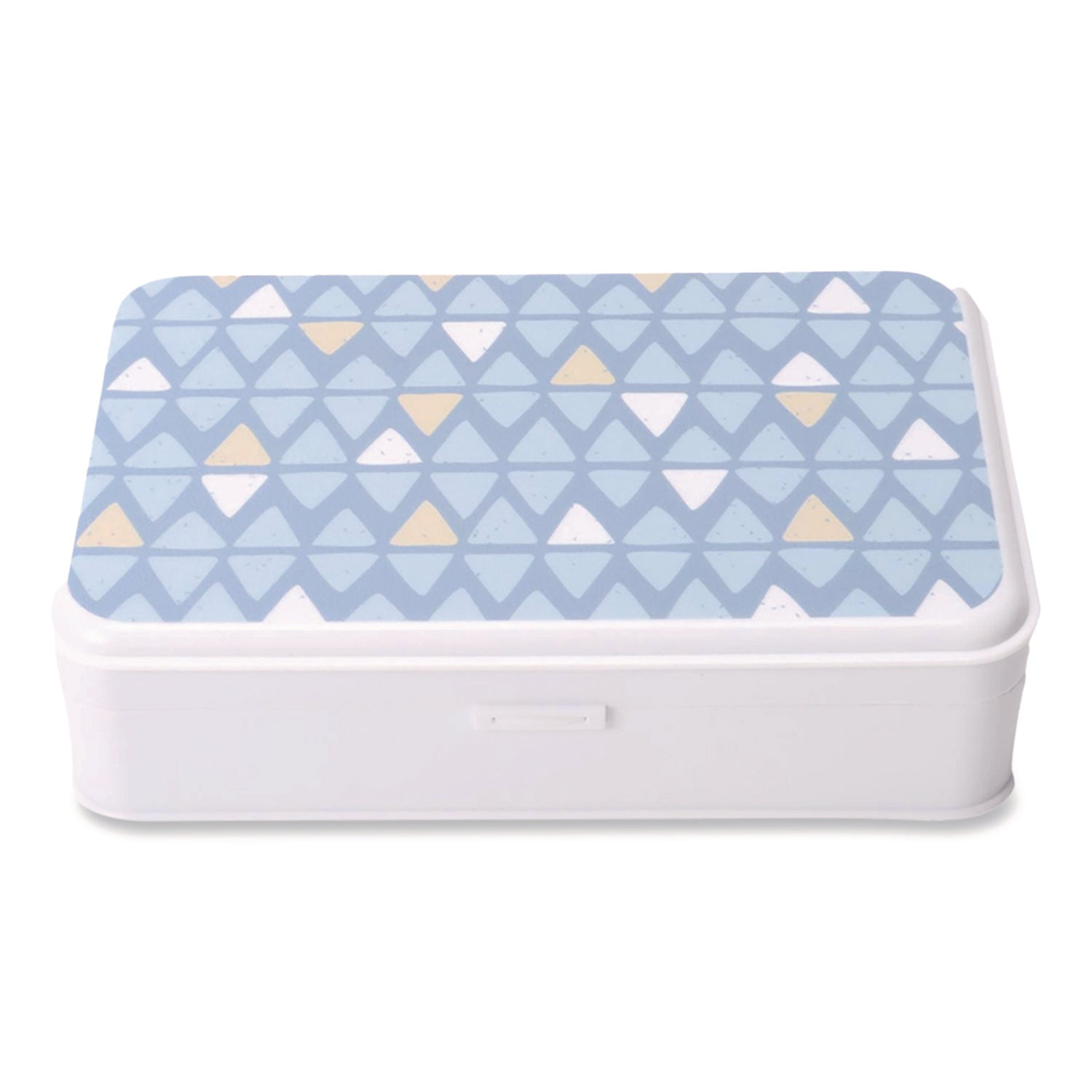 Pencil Case, Triangle Pattern, 2 Compartments, 5" x 8.75" x 2.75", Blue/White