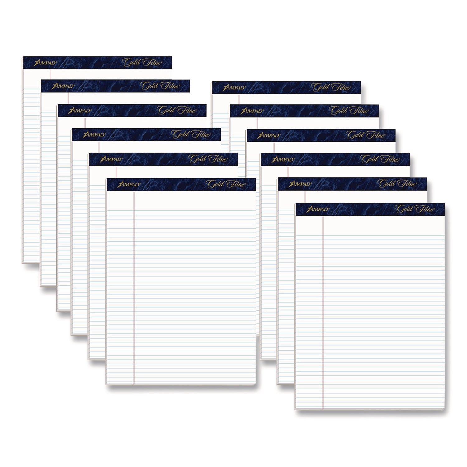 Gold Fibre Writing Pads, Narrow Rule, (50) White 8.5 x 11 Sheets, Dozen