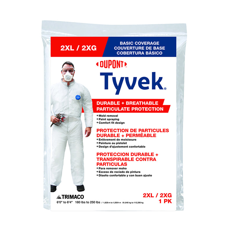 TRIMACO - Dupont Tyvek Tyvek Coveralls White 2XLT 1 pk