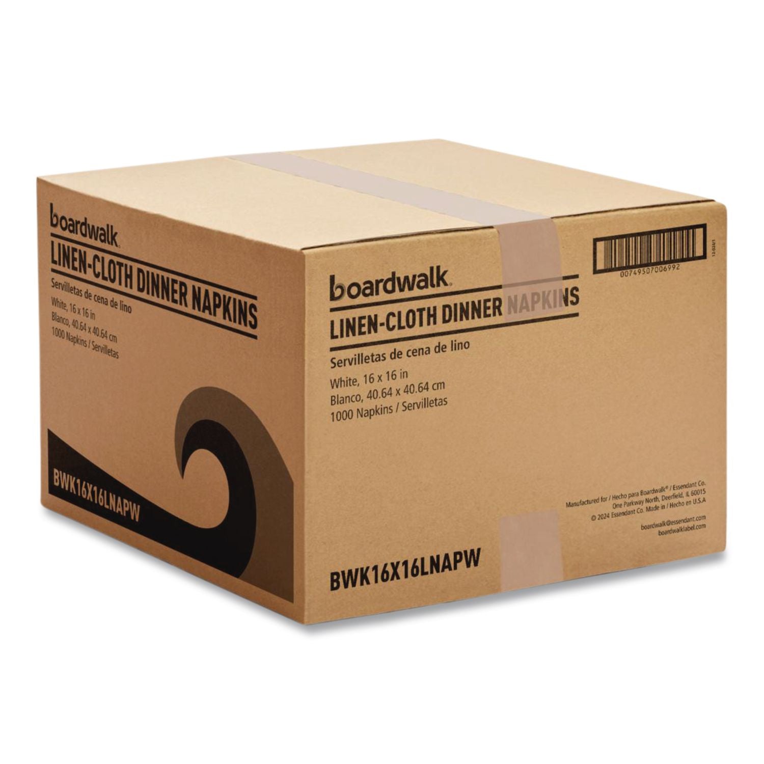 Linen-Feel Flat Napkins, 1-Ply, 16 x 16, White, 1,000/Carton