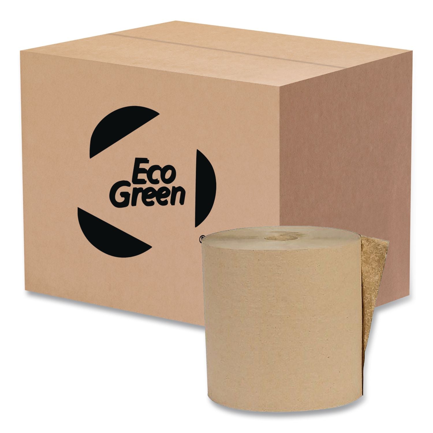 Recycled Hardwound Paper Towels, 1-Ply, 7.88" x 800 ft, 1.8 Core, Kraft, 6 Rolls/Carton