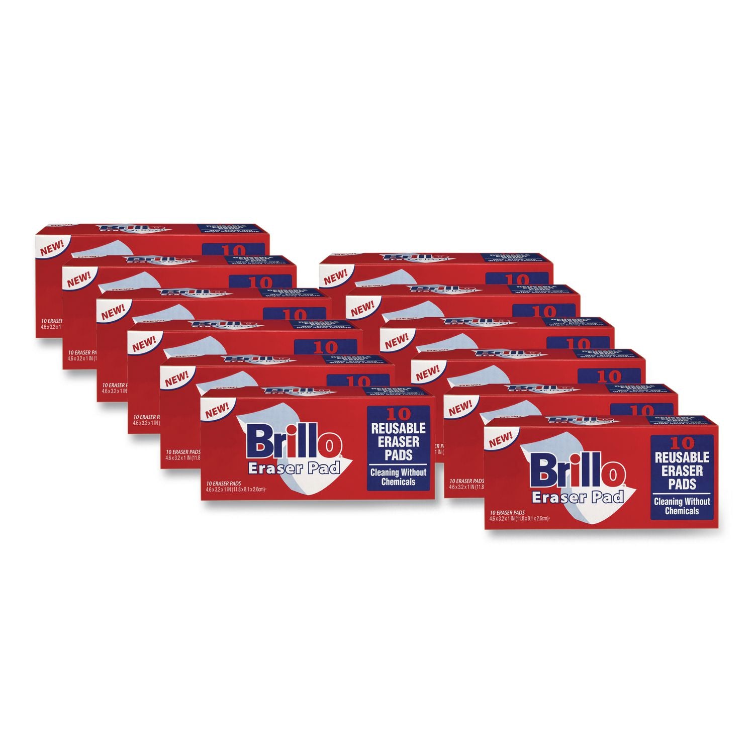 Commercial Eraser Pads, 3.2 x 4.6, 1" Thick, White, 10 Erasers/Box, 12 Boxes/Carton