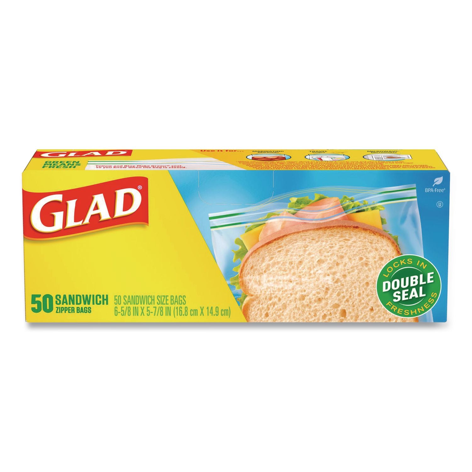 Zipper Food Storage Plastic Sandwich Bags, 6.63 x 5.88, Clear, 50 Bags/Box, 12 Boxes/Carton