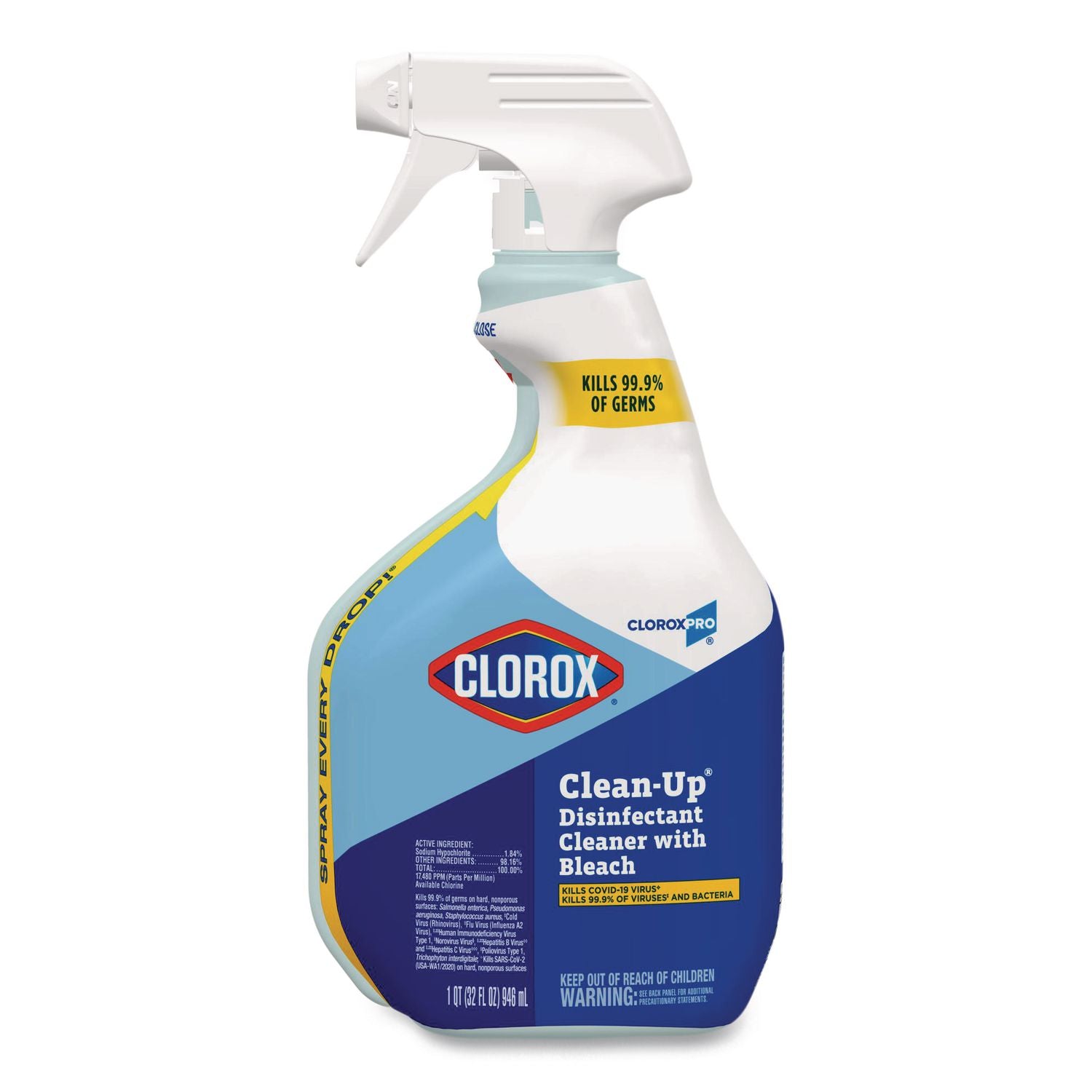 CloroxPro Clean-Up Disinfectant Cleaner with Bleach, 32 oz Smart Tube Spray