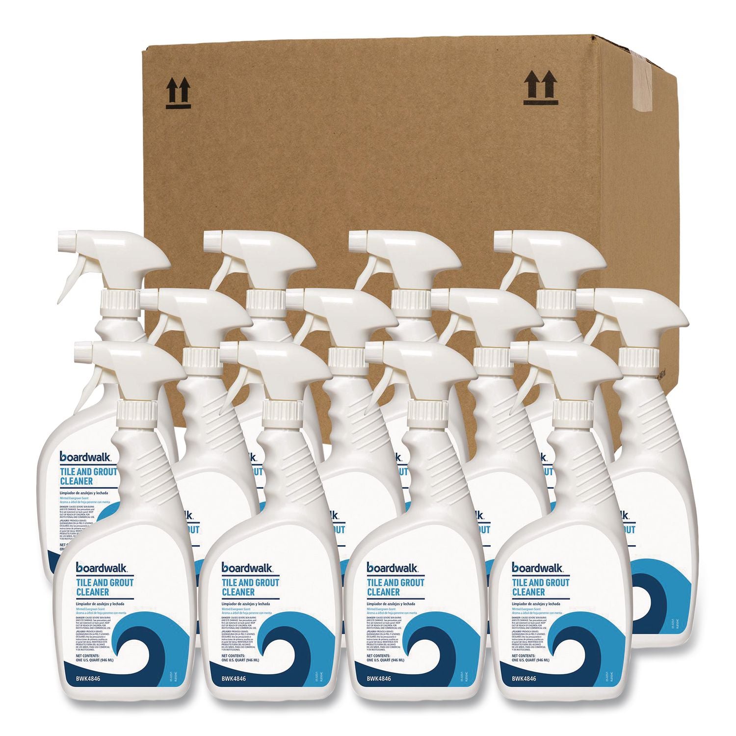 Tile and Grout Cleaner, Minted Evergreen Scent, 32 oz Bottle, 12/Carton