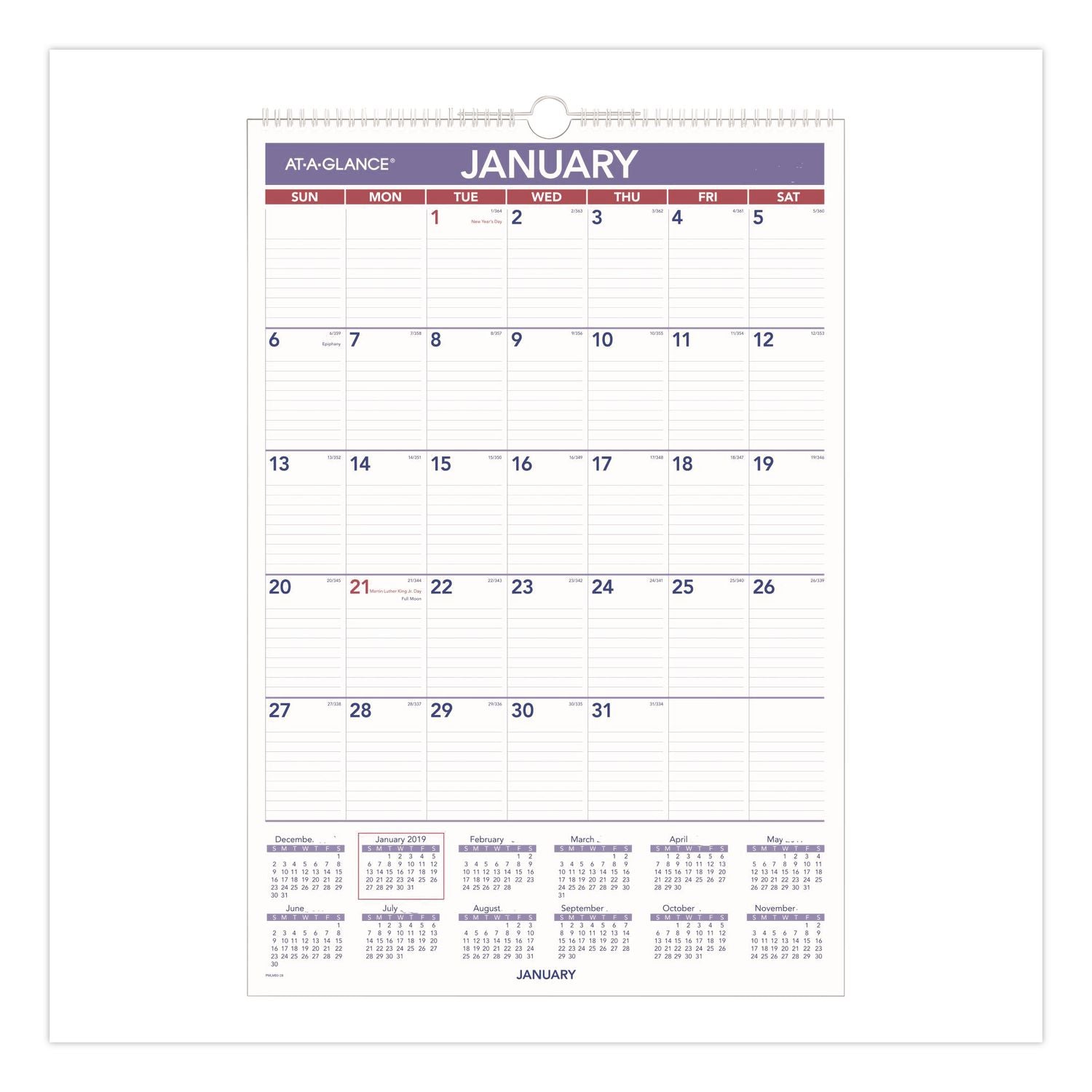 Erasable Wall Calendar, 15.5 x 22.75, White Sheets, 12-Month (Jan to Dec): 2026
