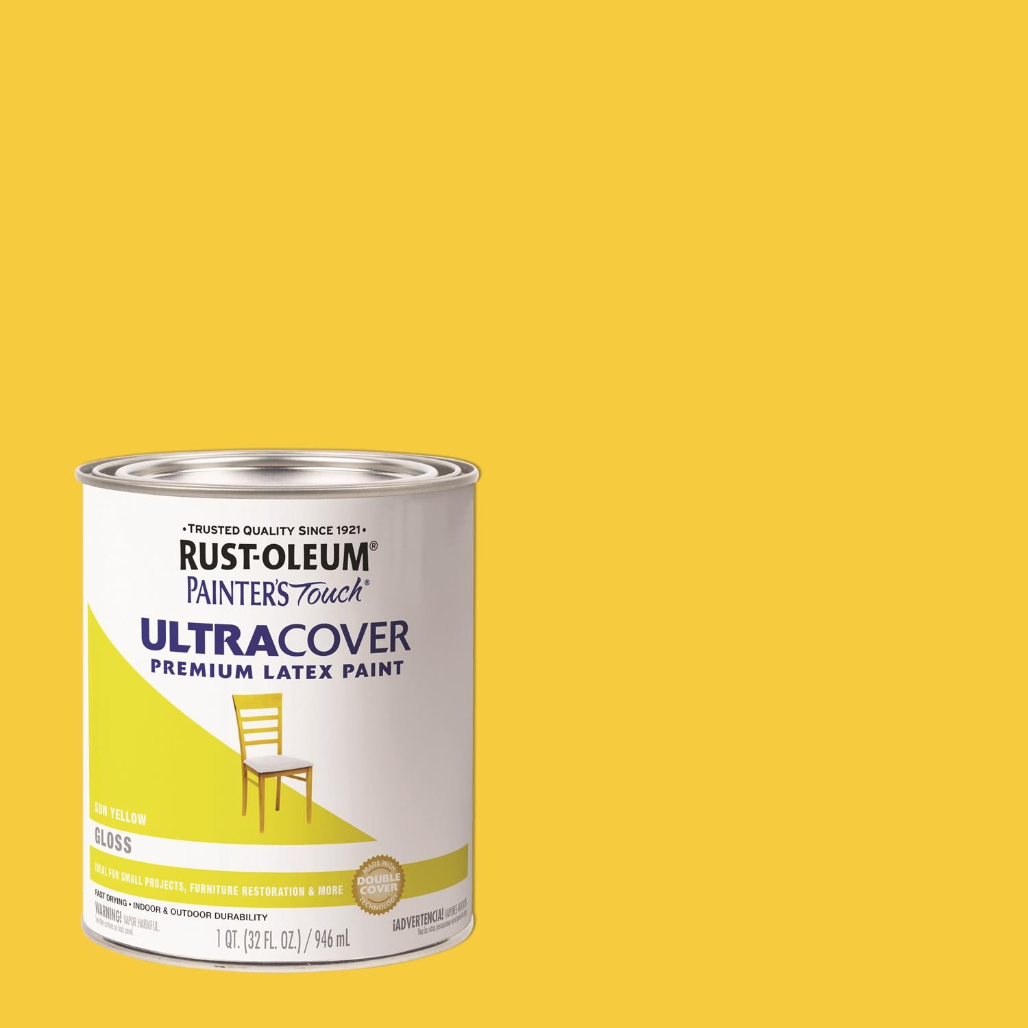 Rust-Oleum Painters Touch 2X Gloss Sun Yellow Ultra Cover Paint Exterior and Interior 1 qt - Case of 2