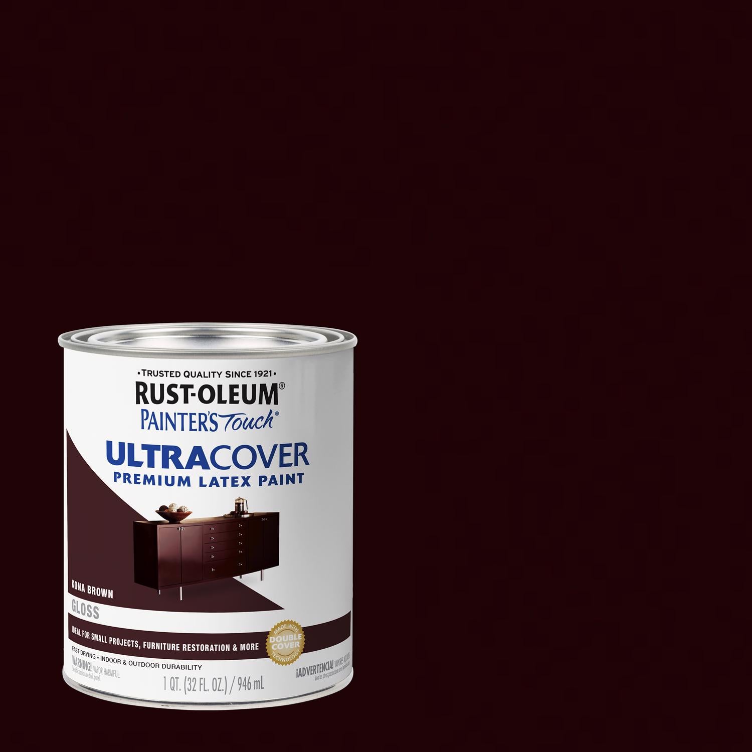 Rust-Oleum Painters Touch Gloss Kona Brown Ultra Cover Paint Exterior and Interior 1 qt - Case of 2