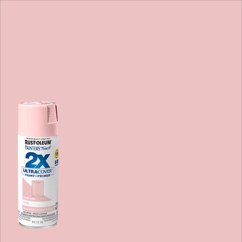 RUST-OLEUM - Rust-Oleum Painter's Touch 2X Ultra Cover Gloss Candy Pink Paint+Primer Spray Paint 12 oz