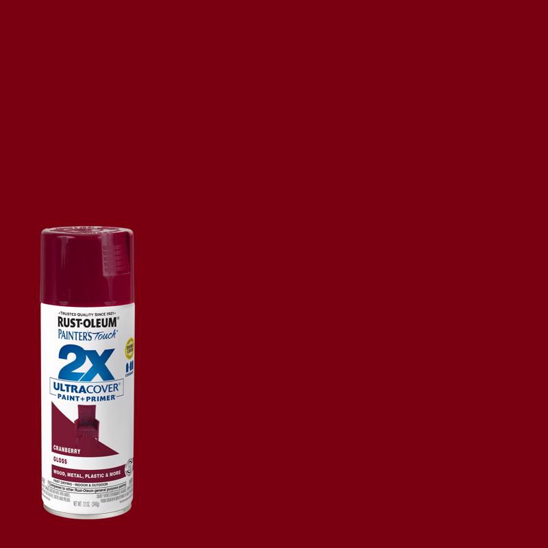 RUST-OLEUM - Rust-Oleum Painter's Touch 2X Ultra Cover Gloss Cranberry Paint+Primer Spray Paint 12 oz