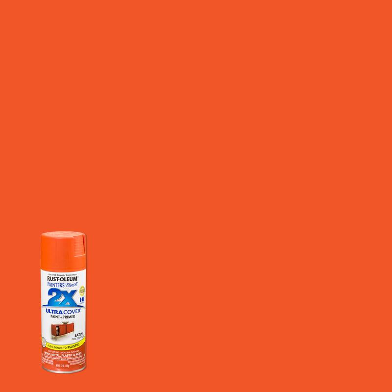 RUST-OLEUM - Rust-Oleum Painter's Touch 2X Ultra Cover Satin Fire Orange Paint+Primer Spray Paint 12 oz