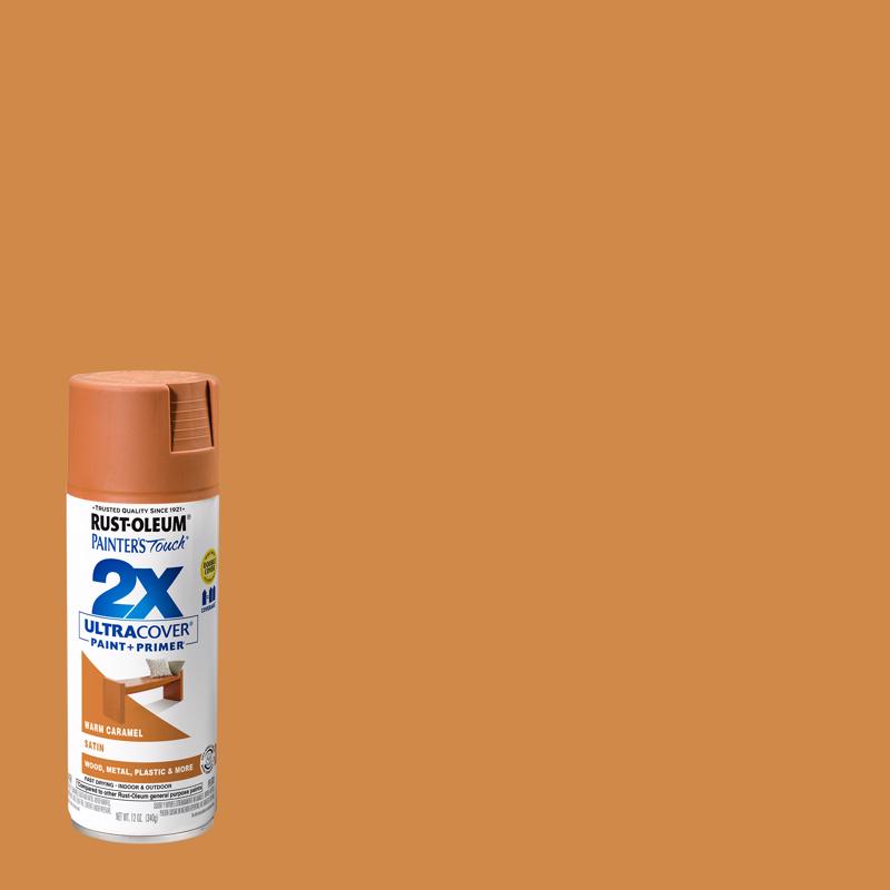 RUST-OLEUM - Rust-Oleum Painter's Touch 2X Ultra Cover Satin Warm Caramel Paint+Primer Spray Paint 12 oz