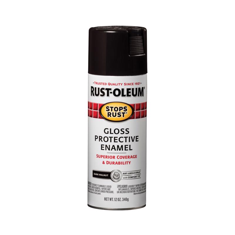 RUST-OLEUM - Rust-Oleum Stops Rust Gloss Dark Walnut Spray Paint 12 oz