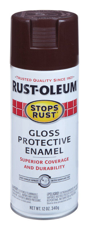 RUST-OLEUM - Rust-Oleum Stops Rust Gloss Kona Brown Spray Paint 12 oz - Case of 6