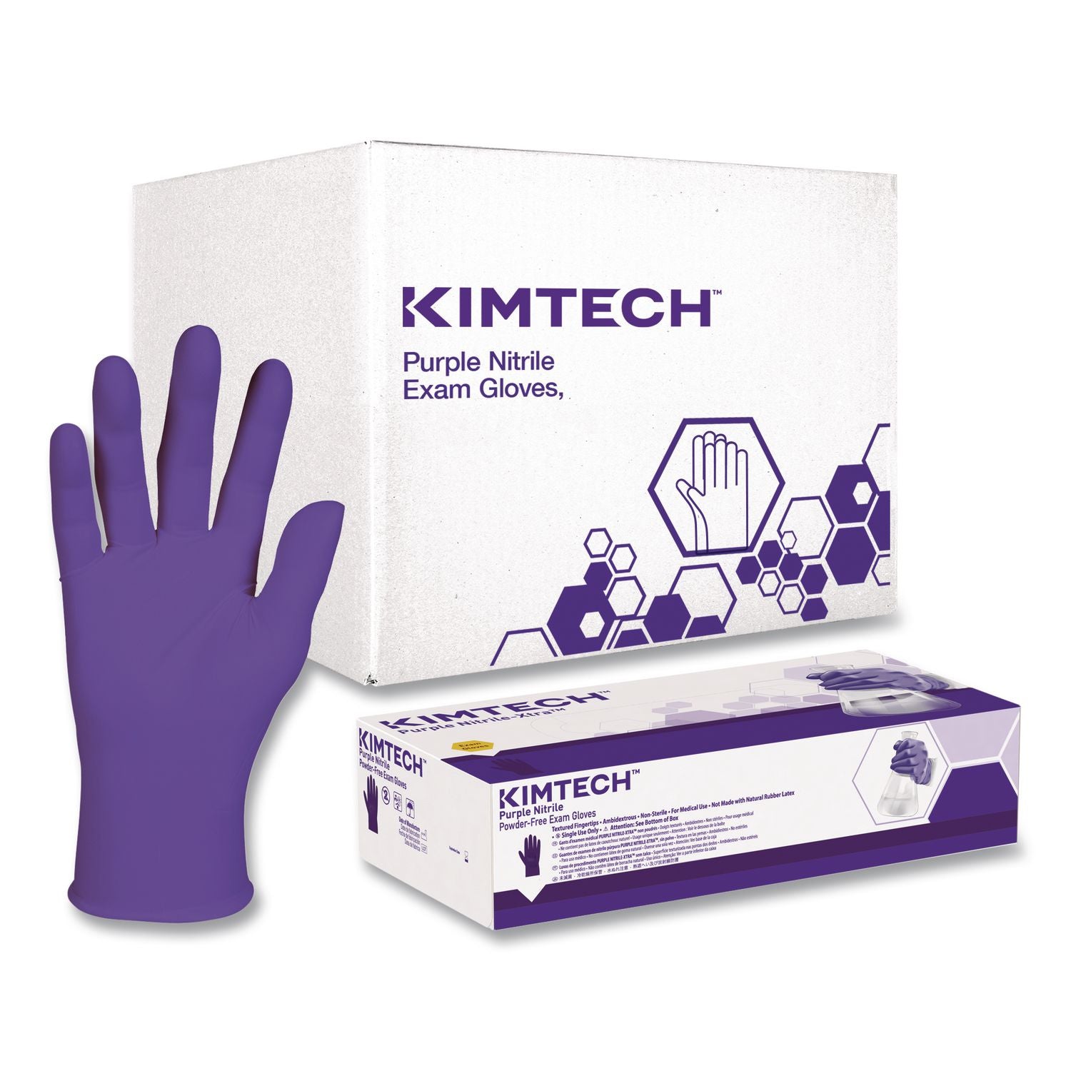 PURPLE NITRILE Exam Gloves, Powder-Free, Medium, 6 mil Thick, 9.5" Long, Purple, 100/Box, 10 Boxes/Carton