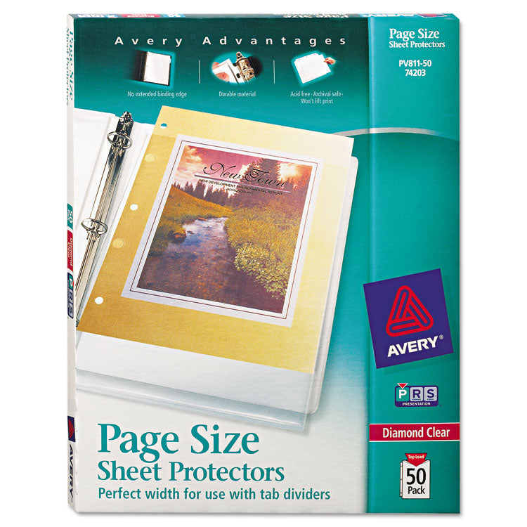 Avery - Top-Load Poly 3-Hole Punched Sheet Protectors, Letter, Diamond Clear, 50/Box