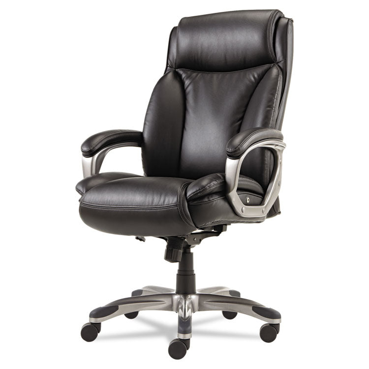 Alera - Alera Veon Series Executive High-Back Bonded Leather Chair, Supports Up to 275 lb, Black Seat/Back, Graphite Base