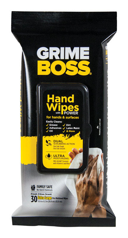 GRIME BOSS - Grime Boss Fiber Blend Cleaning Wipes 10 in. W X 8 in. L 30 pk - Case of 12