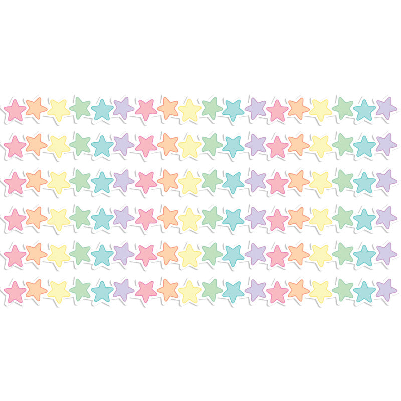 TEACHER CREATED RESOURCES - Pastel Pop Stars Die-Cut Border Trim, 35 Feet Per Pack, 6 Packs