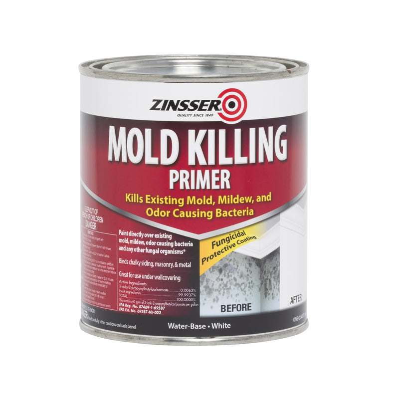 ZINSSER - Zinsser White Water-Based Acrylic Mold Killing Primer 1 qt - Case of 4