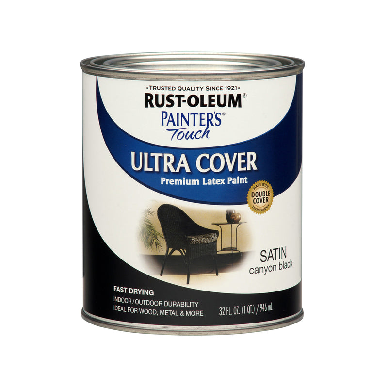 RUST-OLEUM - Rust-Oleum Ultra Cover Satin Canyon Black Paint Exterior and Interior 1 qt - Case of 2