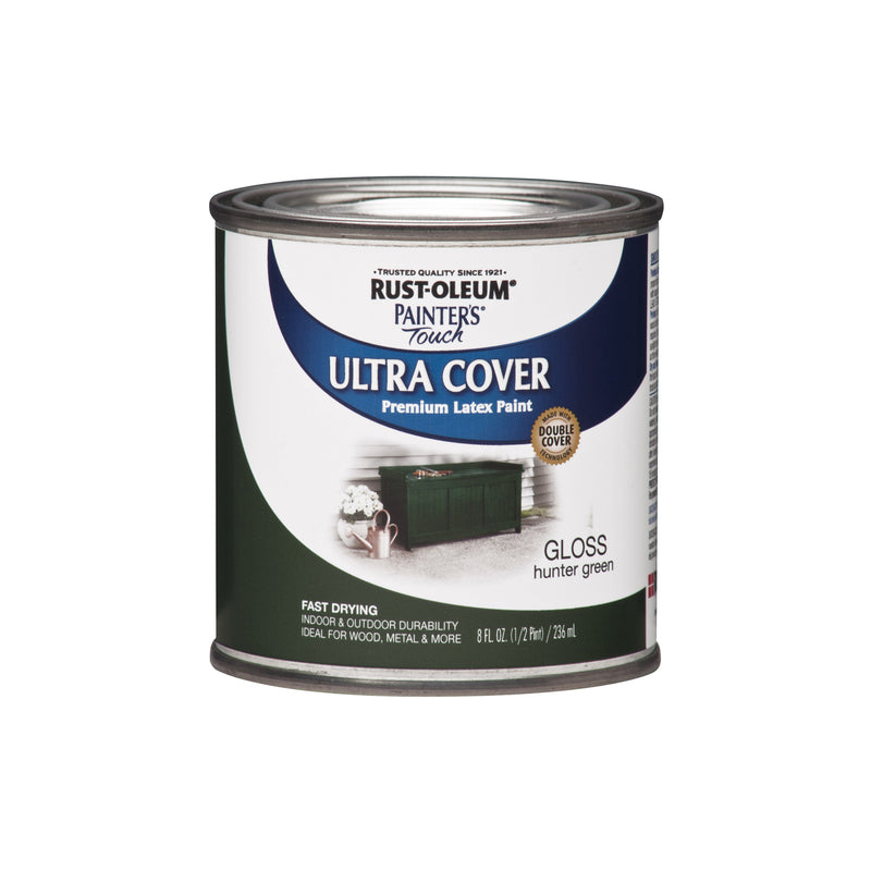 RUST-OLEUM - Rust-Oleum Painters Touch Ultra Cover Gloss Hunter Green Water-Based Paint Exterior and Interior 8 o - Case of 6