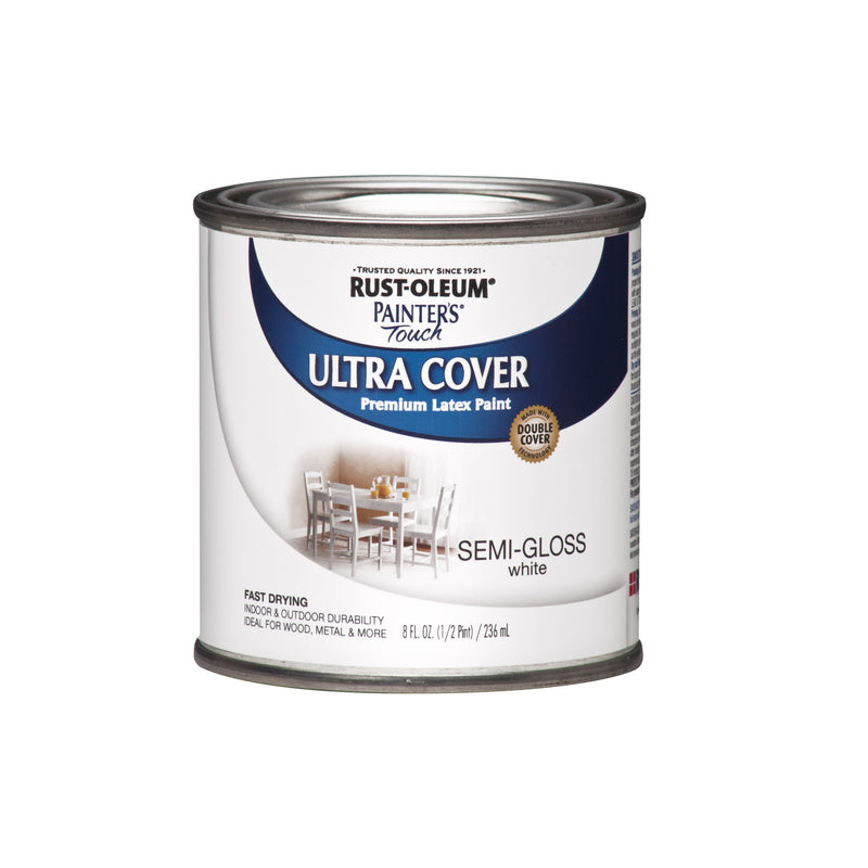 RUST-OLEUM - Rust-Oleum Painters Touch Semi-Gloss White Water-Based Ultra Cover Paint Exterior and Interior 0.5 p - Case of 6