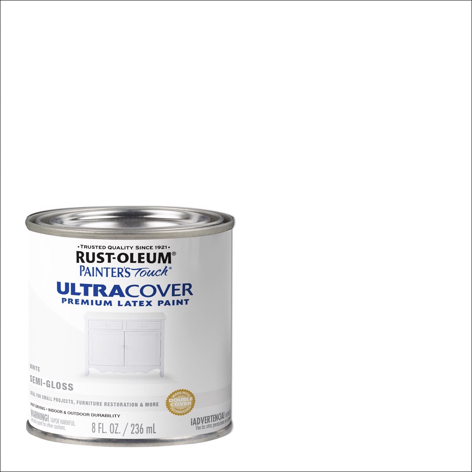 Rust-Oleum Painters Touch Semi-Gloss White Water-Based Ultra Cover Paint Exterior and Interior 0.5 p - Case of 6