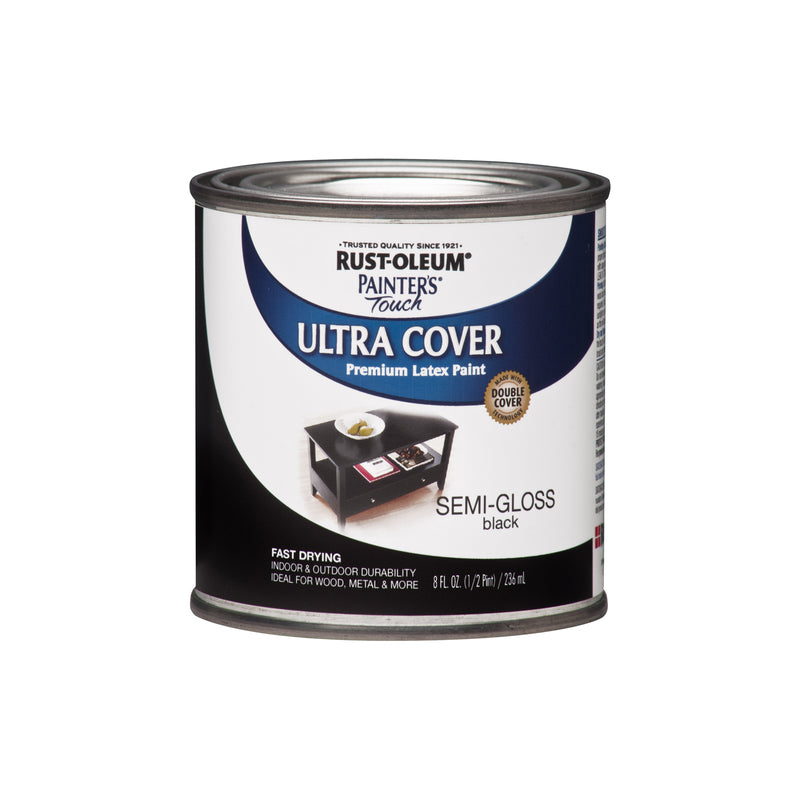 RUST-OLEUM - Rust-Oleum Painters Touch Semi-Gloss Black Water-Based Ultra Cover Paint Exterior and Interior 0.5 p - Case of 6