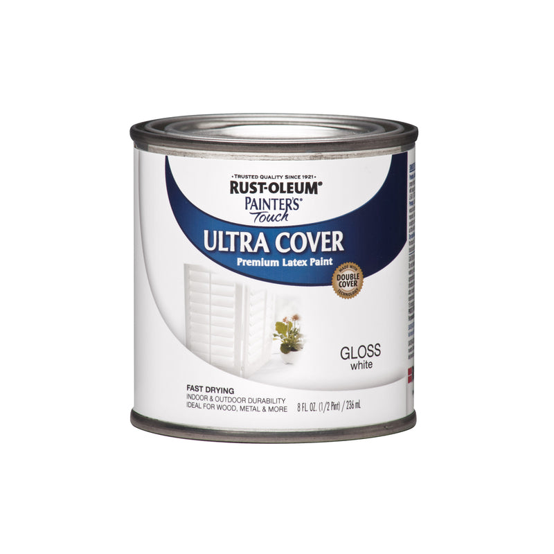 RUST-OLEUM - Rust-Oleum Painters Touch Gloss White Water-Based Ultra Cover Paint Exterior and Interior 0.5 pt - Case of 6