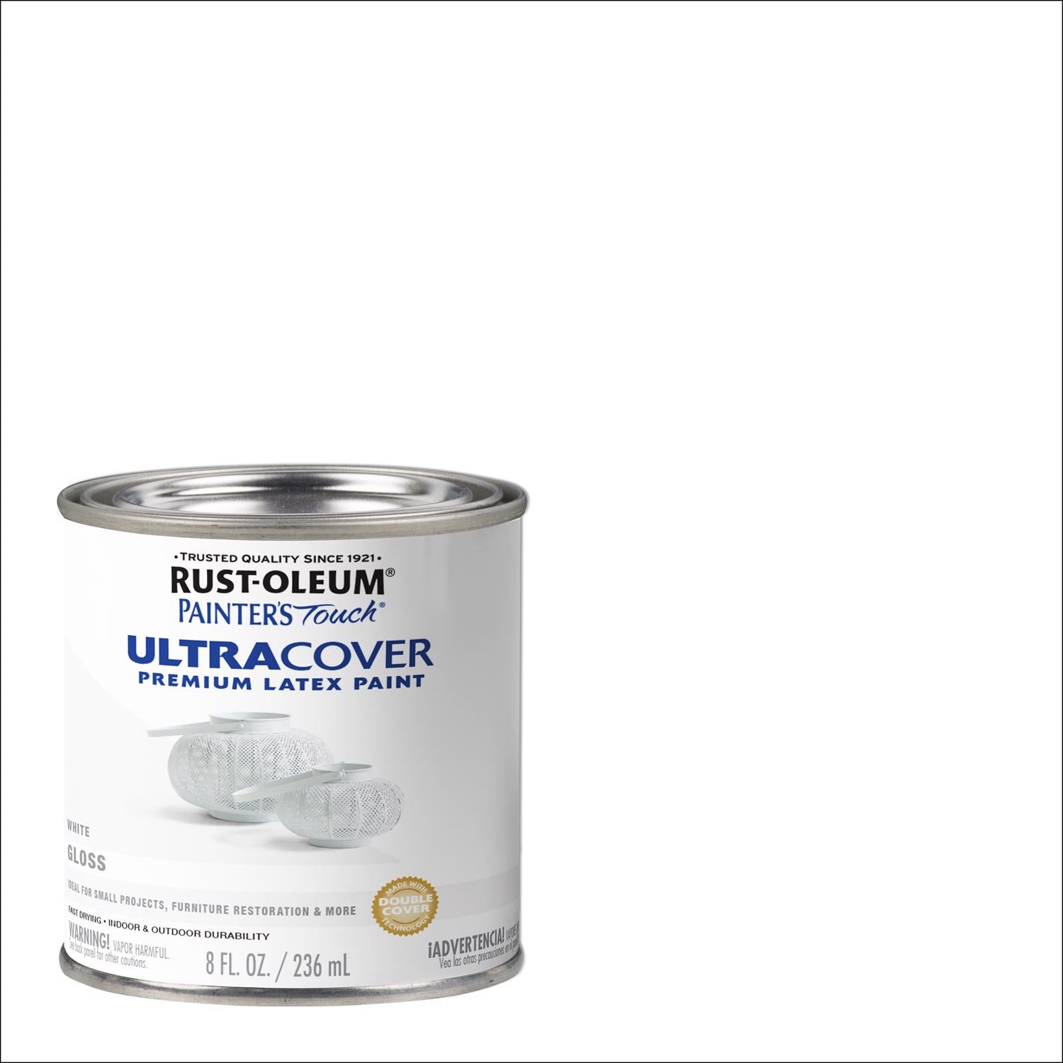 Rust-Oleum Painters Touch Gloss White Water-Based Ultra Cover Paint Exterior and Interior 0.5 pt - Case of 6