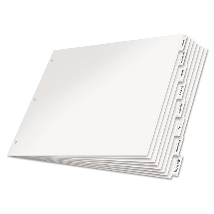 Cardinal - Paper Insertable Dividers, 8-Tab, 11 x 17, White, Clear Tabs, 1 Set