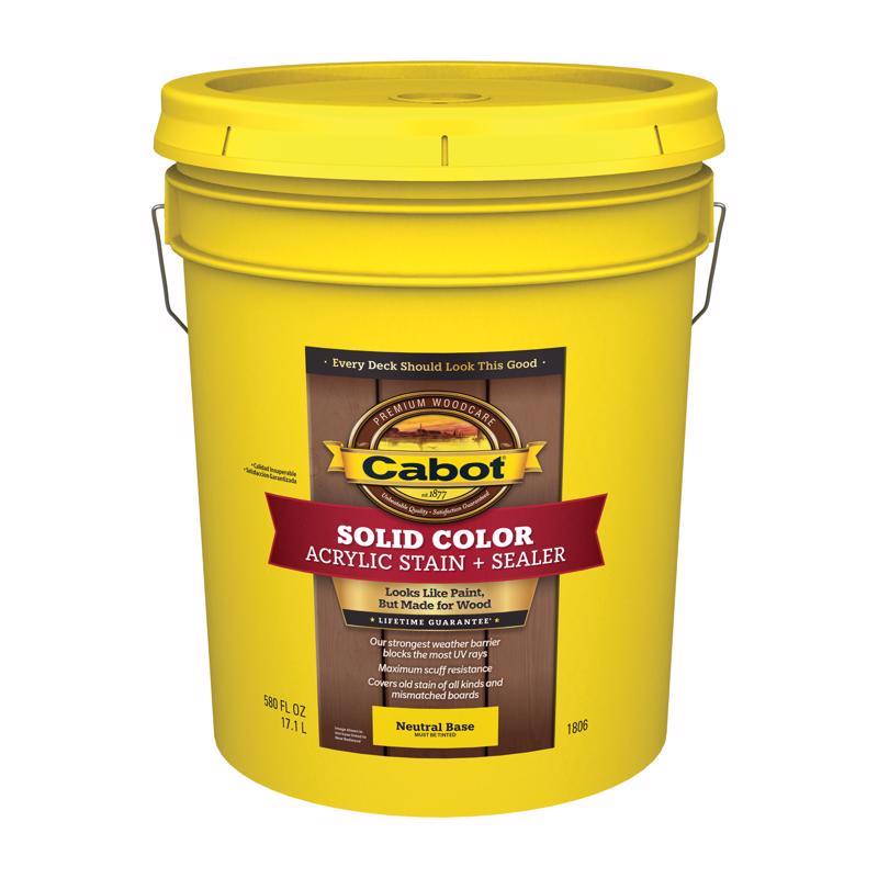 CABOT - Cabot Solid Color Acrylic Stain & Sealer Solid Tintable Neutral Base Acrylic Deck Stain 5 gal