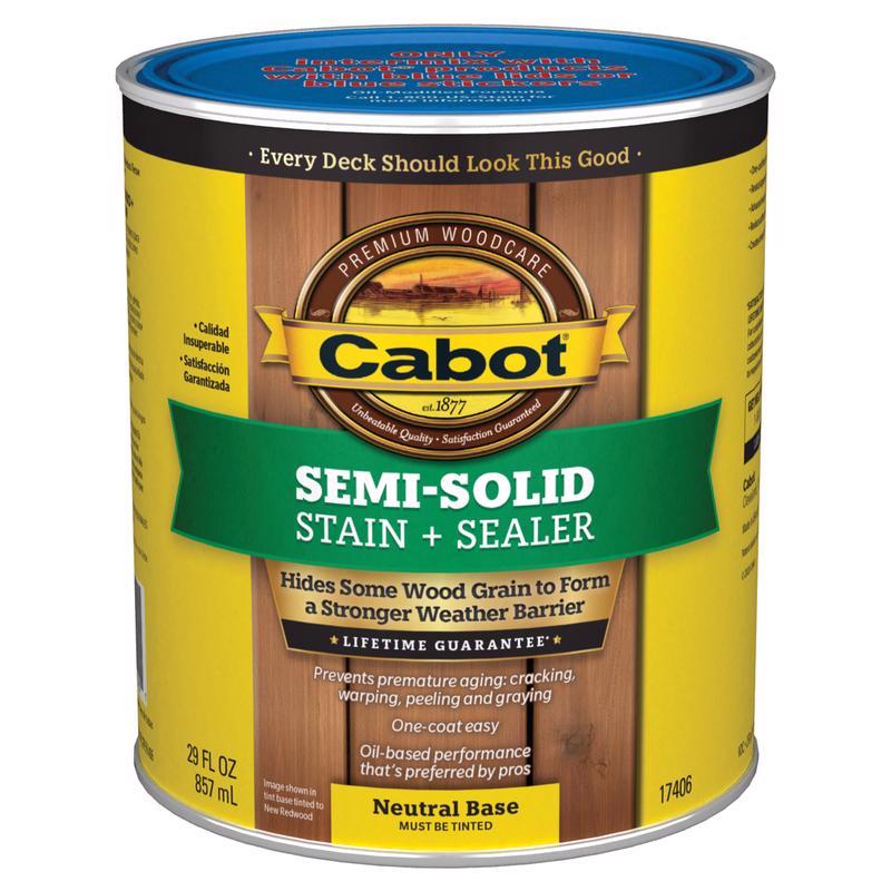 CABOT - Cabot Semi-Solid Low VOC Semi-Solid Tintable Neutral Base Oil-Based Deck and Siding Stain 1 qt - Case of 4