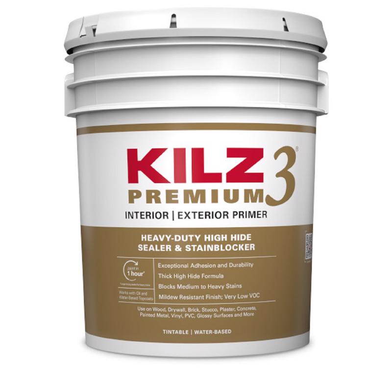 KILZ - KILZ Premium White Flat Water-Based Stain Blocking Primer 5 gal