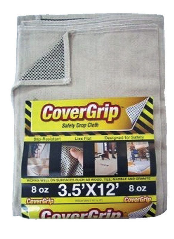 COVERGRIP - CoverGrip 3.5 ft. W X 12 ft. L X 1.5 mil 8 oz Safety Canvas Drop Cloth 1 pk