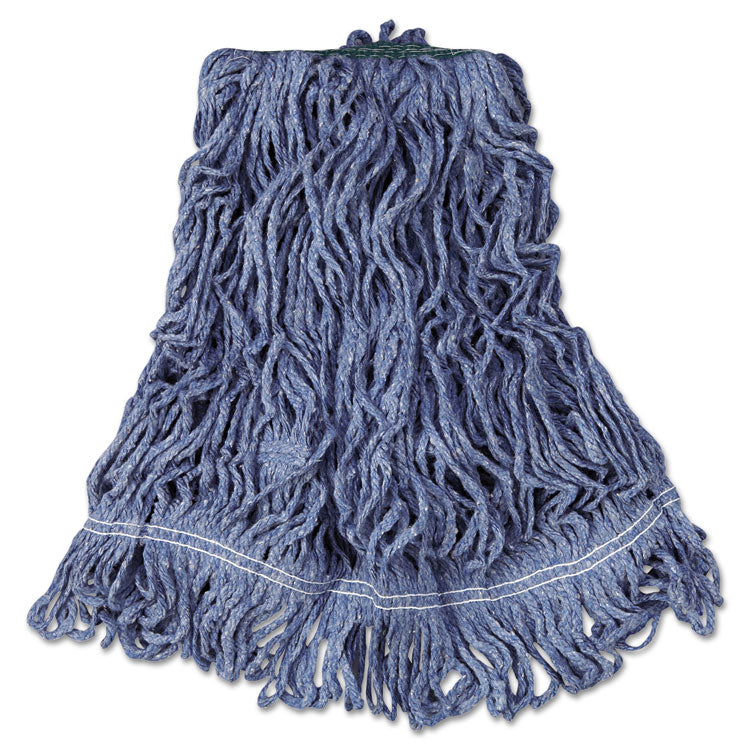 Rubbermaid Commercial - Super Stitch Blend Mop Head, Medium, Cotton/Synthetic, Blue, 6/Carton (9075201)