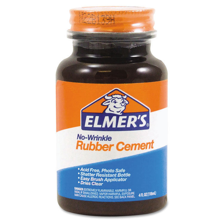 Elmer's - Rubber Cement with Brush Applicator, 4 oz, Dries Clear