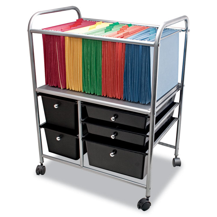 Advantus - Letter/Legal File Cart w/Five Storage Drawers, 21.63w x 15.25d x 28.63h, Black