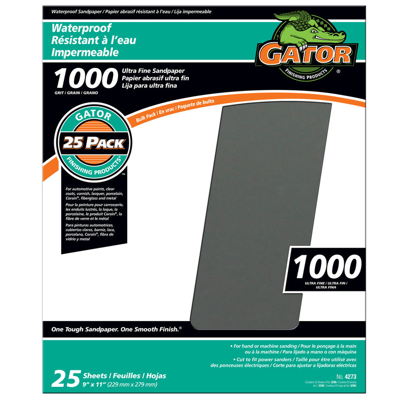 GATOR - Gator 11 in. L X 9 in. W 1000 Grit Silicon Carbide Waterproof Sandpaper 1 pk - Case of 25
